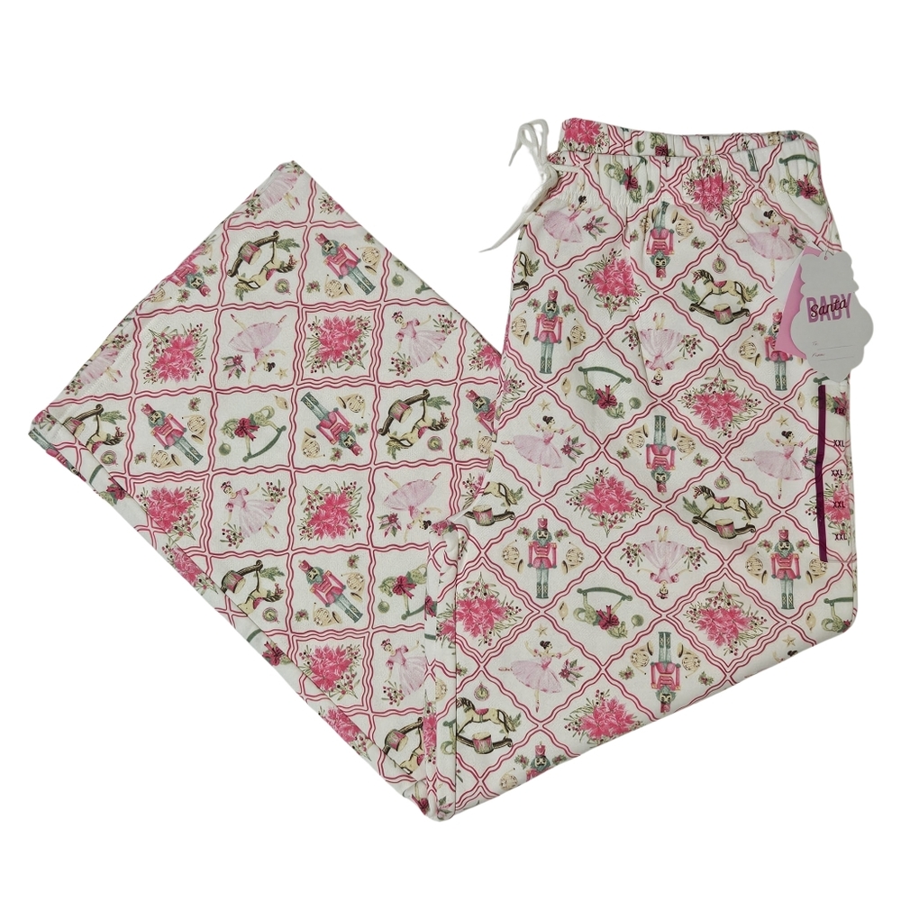 VIRAL Target Nutcracker Pants Fleece Vinyl Threads Women XXL Off-White Holiday - Picture 2 of 6